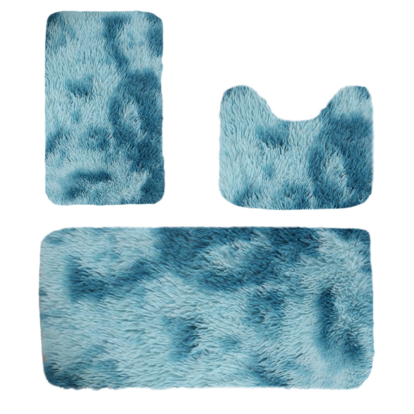 Tyidzon 5Pc Bath Mats for Bathroom, Quick-Dry Bathroom Rugs Sets Washable Non-Slip Bath Mat Ultra Soft Absorbent with U-Shaped Toilet for Bathroom, Tub, Shower, Gray 01-Blue