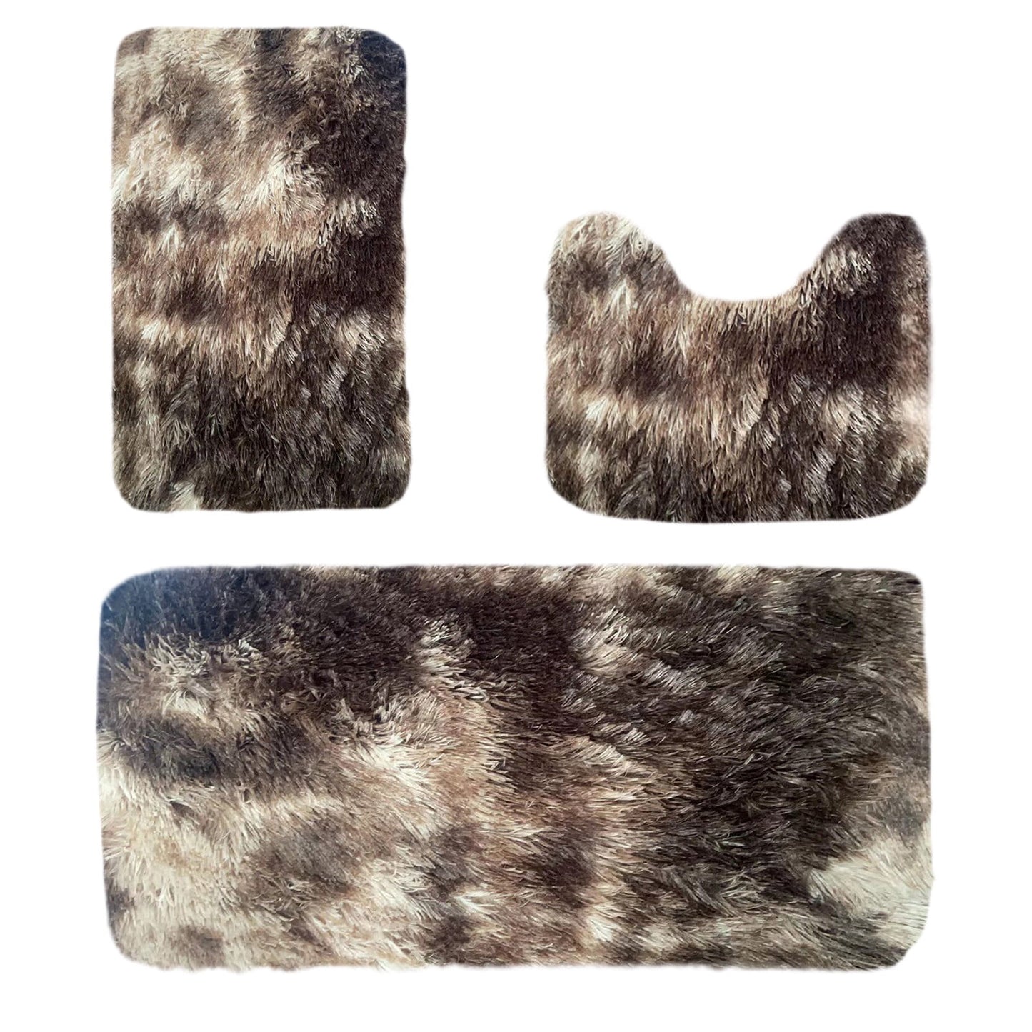 Tyidzon 5Pc Bath Mats for Bathroom, Quick-Dry Bathroom Rugs Sets Washable Non-Slip Bath Mat Ultra Soft Absorbent with U-Shaped Toilet for Bathroom, Tub, Shower, Gray 01-Brown