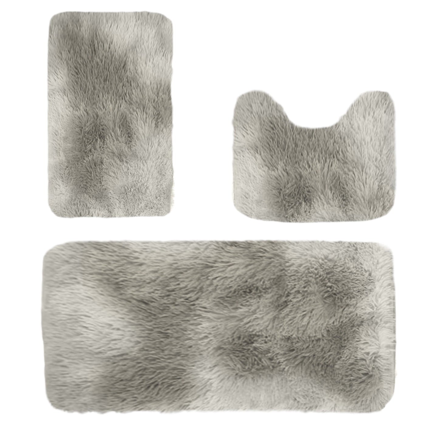 Tyidzon 5Pc Bath Mats for Bathroom, Quick-Dry Bathroom Rugs Sets Washable Non-Slip Bath Mat Ultra Soft Absorbent with U-Shaped Toilet for Bathroom, Tub, Shower, Gray 01-Gray