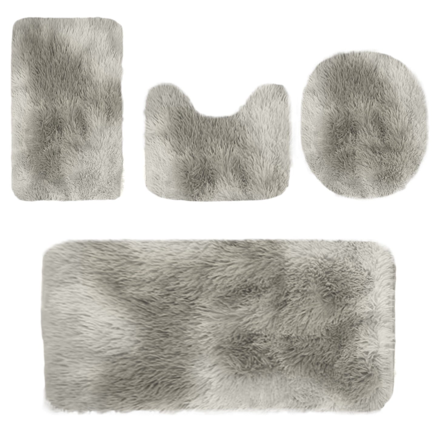 Tyidzon 5Pc Bath Mats for Bathroom, Quick-Dry Bathroom Rugs Sets Washable Non-Slip Bath Mat Ultra Soft Absorbent with U-Shaped Toilet for Bathroom, Tub, Shower, Gray 02-Gray