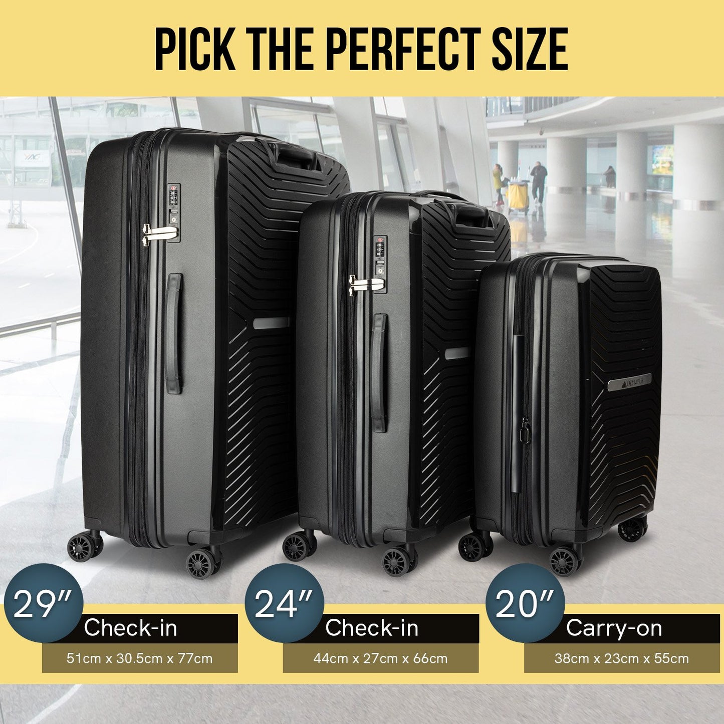 Olympus Astra 24in Lightweight Hard Shell Suitcase - Obsidian Black