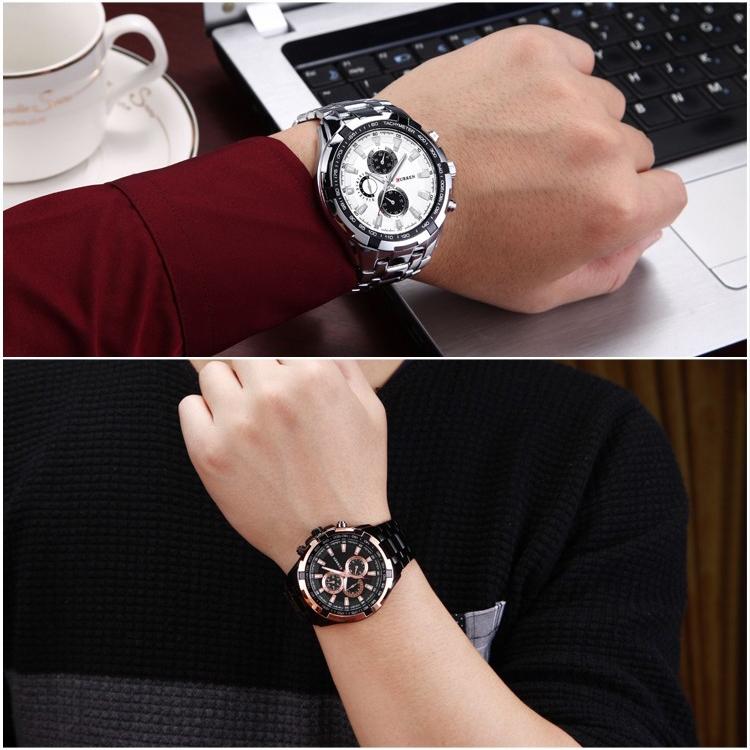 Stainless Steel Men Analog Sport Watch - 8023 - White Case Red Face