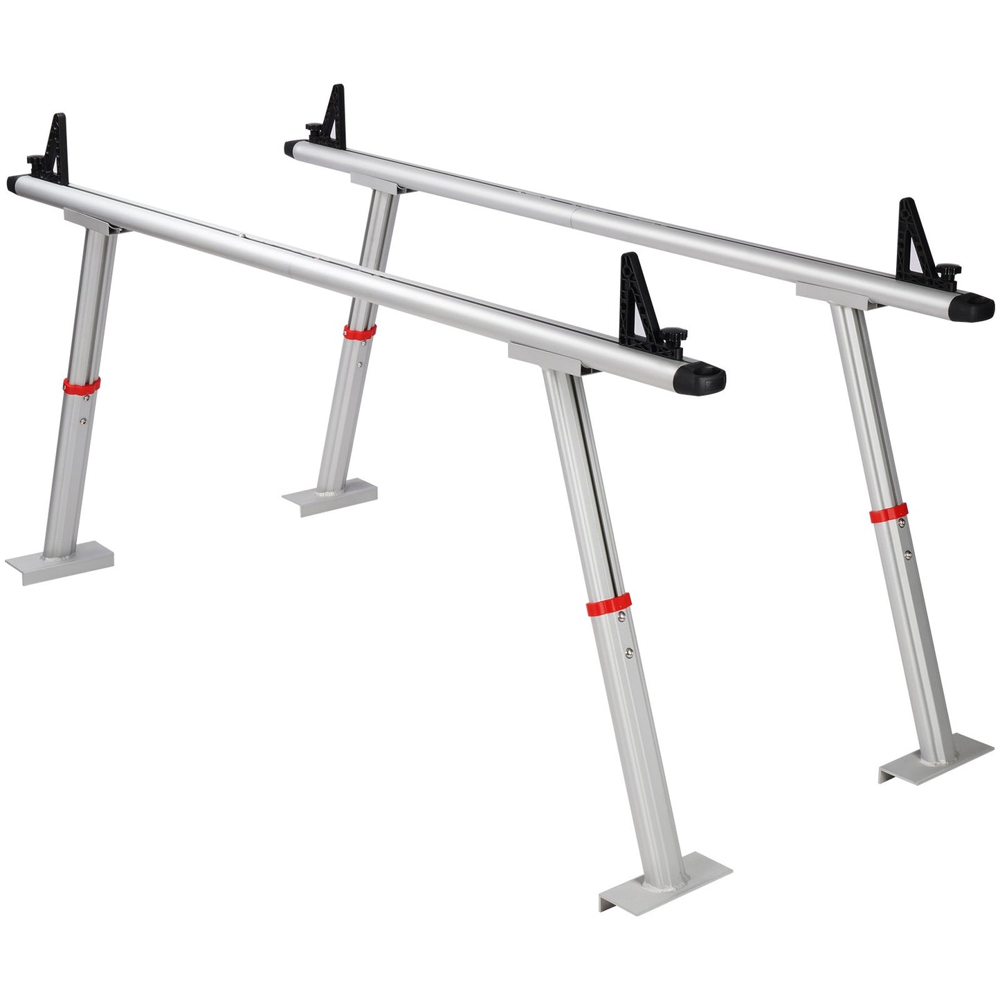 VEVOR Truck Rack, 363lbs Capacity, 19-34in Adjustable Height, Aluminum Ladder Rack for Truck with 8 Non-Drilling C-clamps, Heavy Duty Truck Bed Rack Two-Bar Set for Kayak, Surfboard, Lumber, Ladder