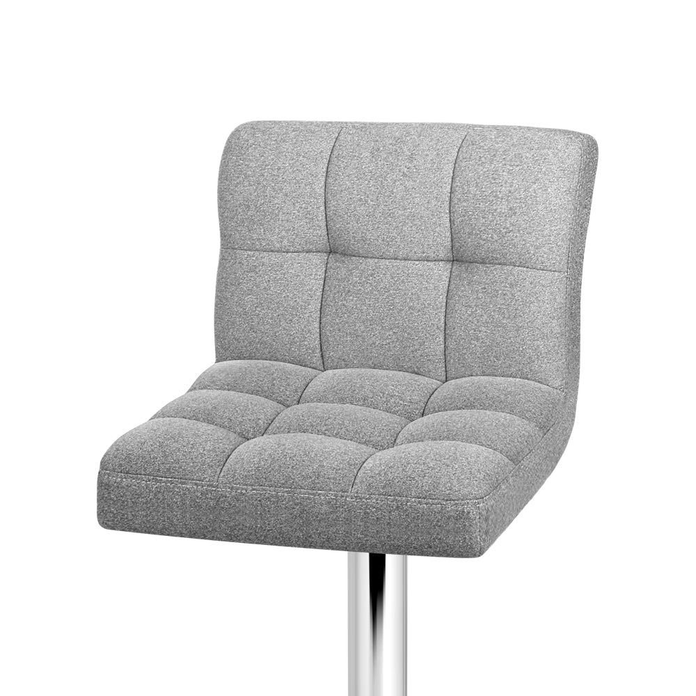 Artiss 2x Bar Stools Kitchen Dining Chairs Counter Stool Gas Lift Fabric Grey