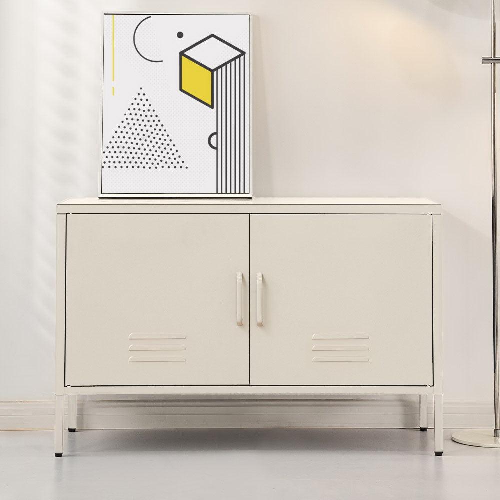 ArtissIn Sweetheart Metal Locker Storage Shelf Shoe Cabinet Buffet Sideboard White