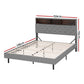 Artiss Bed Frame Queen Size LED Mattress Base Platform with Storage Shelf Hidden Storage Box Grey