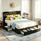 Artiss Queen Bed Frame Storage Charging Station Upholstered 3 Drawers USB Type-C