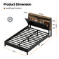 Artiss Queen Bed Frame LED Storage Headboard with Charging Station Black