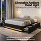 Artiss Double Bed Frame with Storage Drawers RGB Lights Charging Station Upholstered Fabric