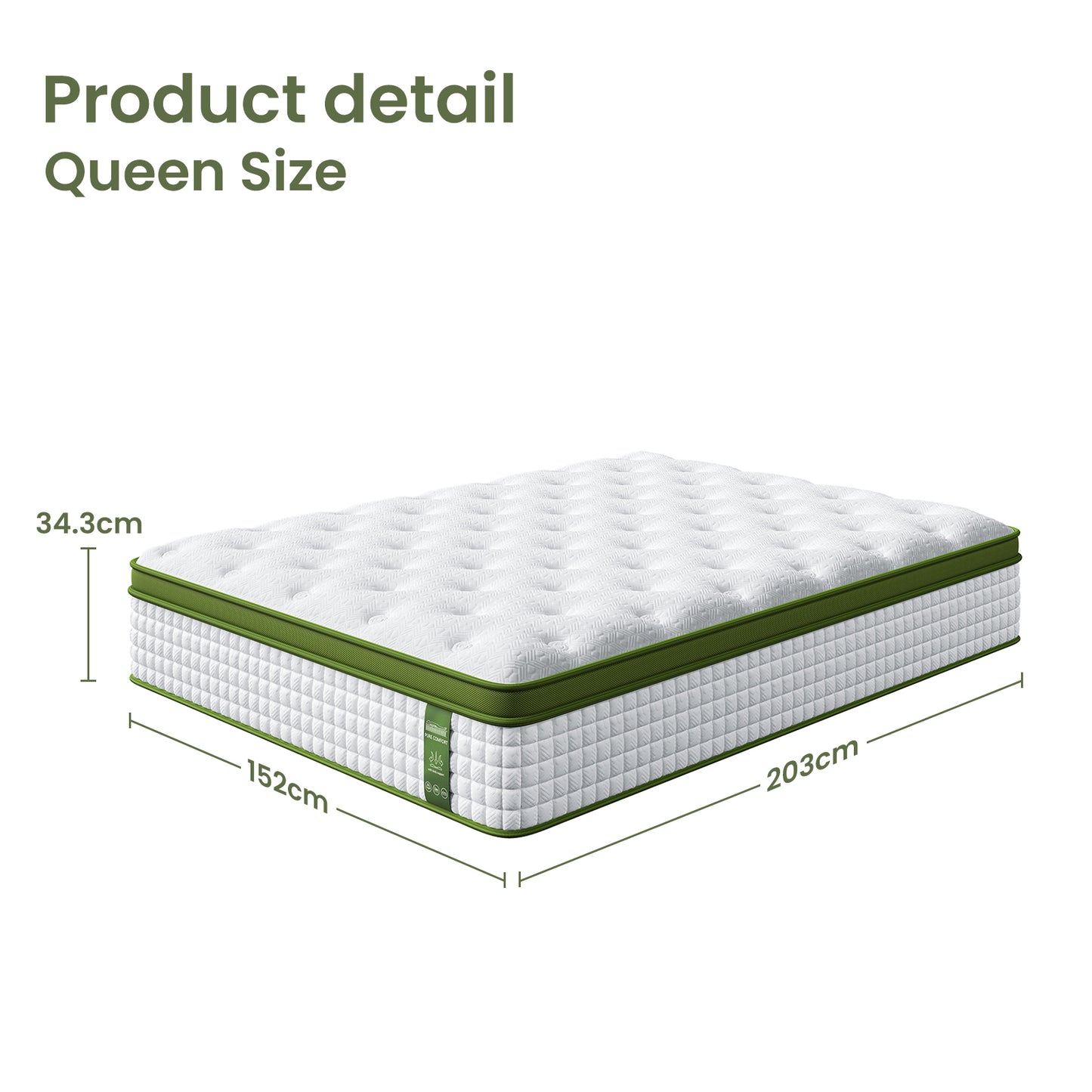 Artiss BedStory Queen Bed Frame with Mattress Set Platform Base Pocket Coil Linen Upholstered