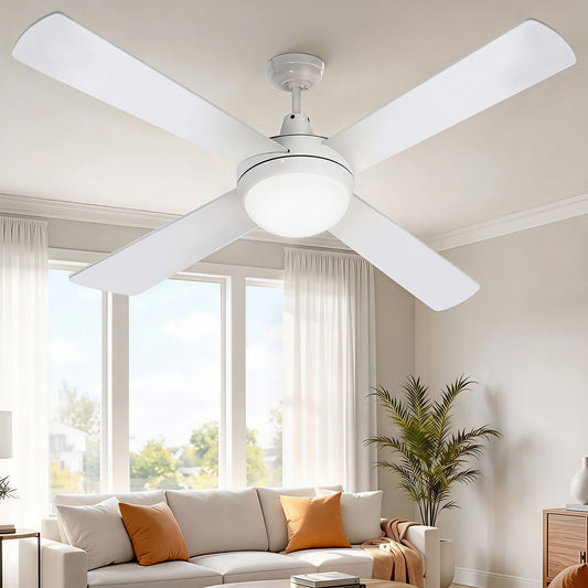 Devanti 52'' Ceiling Fan w/Light w/Remote Timer - White