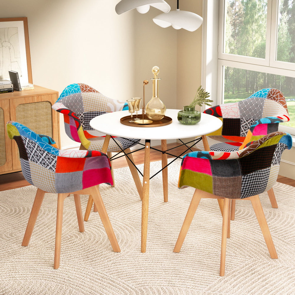 1 Artiss Dining Table and 4 Chairs Set DSW White