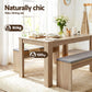 Artiss 3 Piece Dining Sets, 120cm Wooden Dining Table and 2 Upholstered Chairs Set, Space-Saving Modern Kitchen Dining Suite for Home Apartment (Oak)