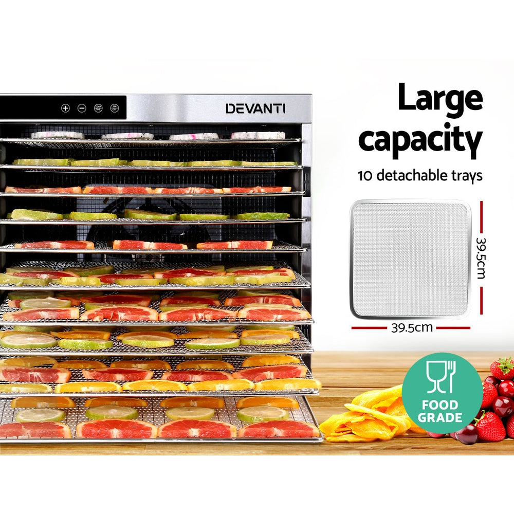Devanti Food Dehydrators Beef Jerky Dehydrator Fruit Dryer Stainless Steel