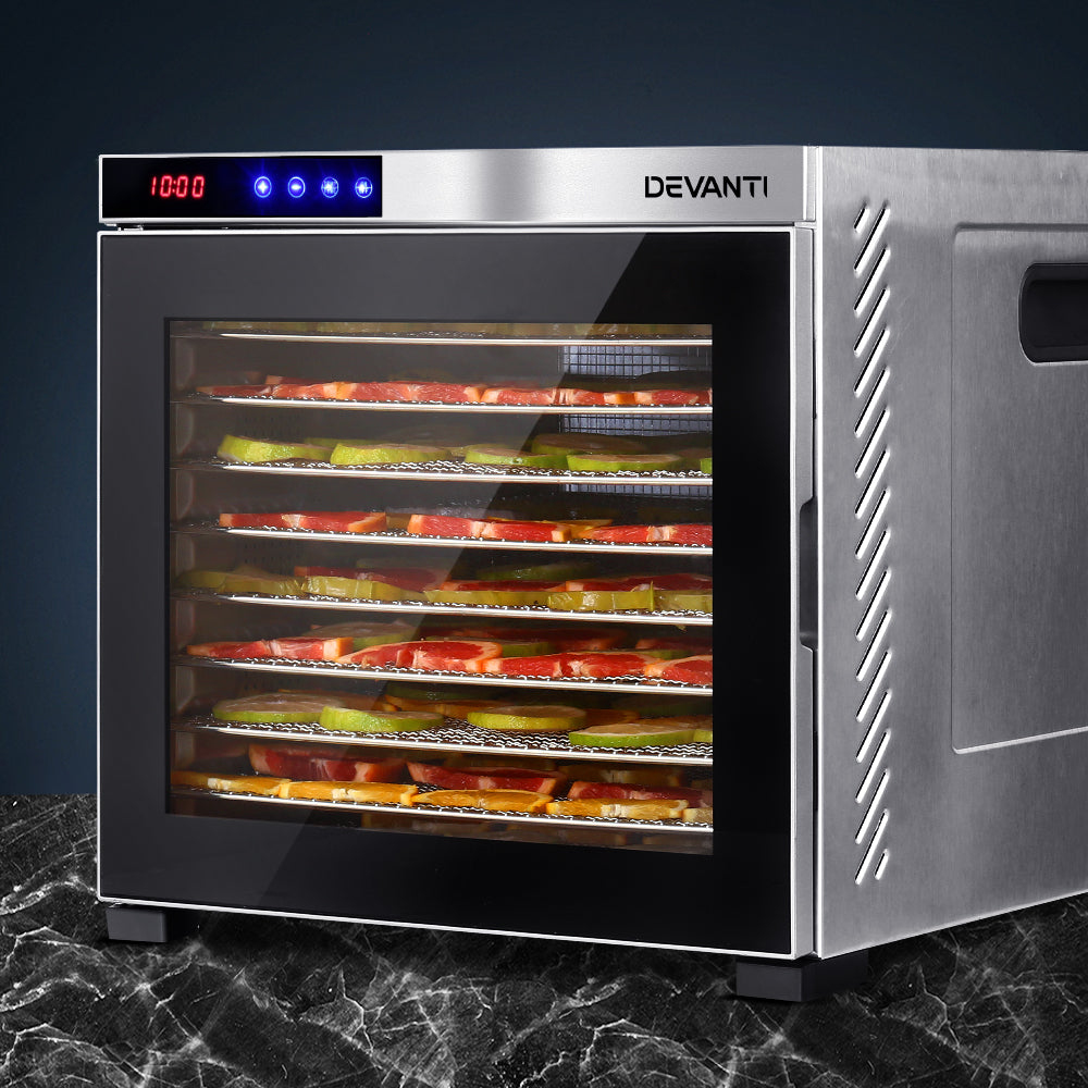 Devanti Food Dehydrators Beef Jerky Dehydrator Fruit Dryer Stainless Steel