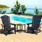 Gardeon Outdoor Table and Chairs HDPE Adirondack Beach Chair Sun Lounge Patio Furniture Garden Black