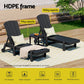 Gardeon Sun Lounge Lounger Table and Chairs Beach Chair HDPE Patio Outdoor Furniture Wheels Black