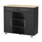Artiss Kitchen Island Trolley Rolling Serving Cart Storage Drawer Cabinet 100cm Black