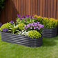 2x Green Fingers Raised Garden Bed 160X80X42cm Oval Planter Box Raised Container Galvanised