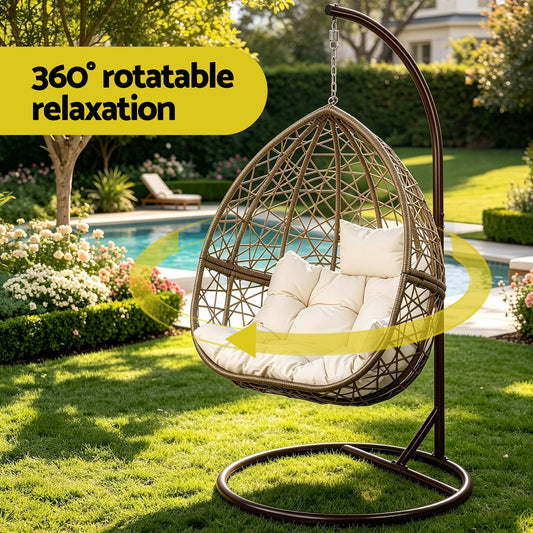 Gardeon Outdoor Hanging Swing Chair - Brown