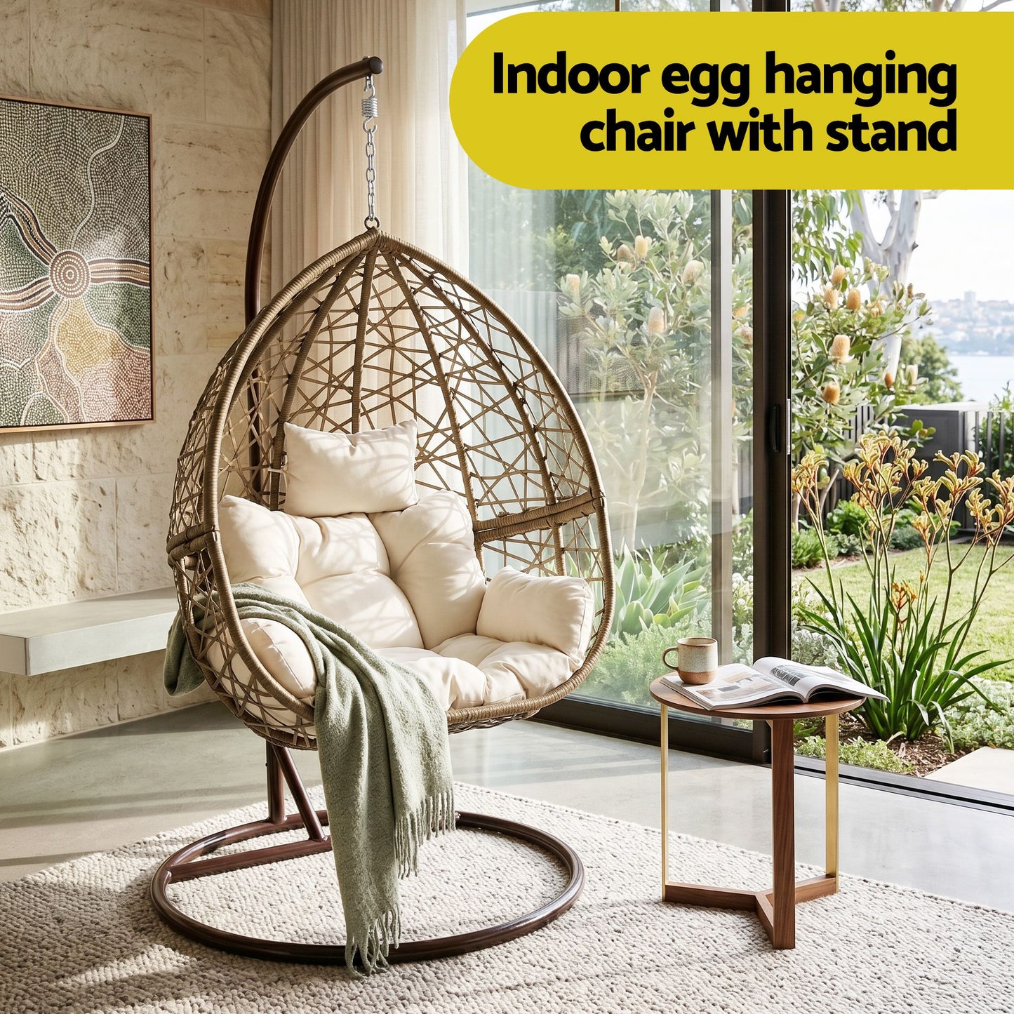 Gardeon Outdoor Hanging Swing Chair - Brown