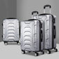 Wanderlite 3pc Luggage Trolley Travel Suitcase Set TSA Hard Case Shell Strap Silver