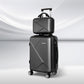 Wanderlite 2pc Luggage 12" 20" Trolley Travel Suitcase Storage Carry On TSA Lock Black