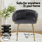 Artiss 1x Dining Chair Armchair Cafe Kitchen Lounge Chairs Velvet Weaving Grey