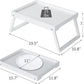 Folding table - Multifunctional folding table for home - Folding bamboo bedside table - Can be used as a dining table, TV table, laptop table, snack table, sofa table or work table - White