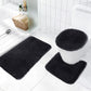 PALIFEUR Bathroom Rugs Sets, Non-Slip Bath Mat Set 3 Piece, Soft Comfortable Washable Bathroom Mat Set, Quicker Dry Bathroom Rug with Toilet Rug Black