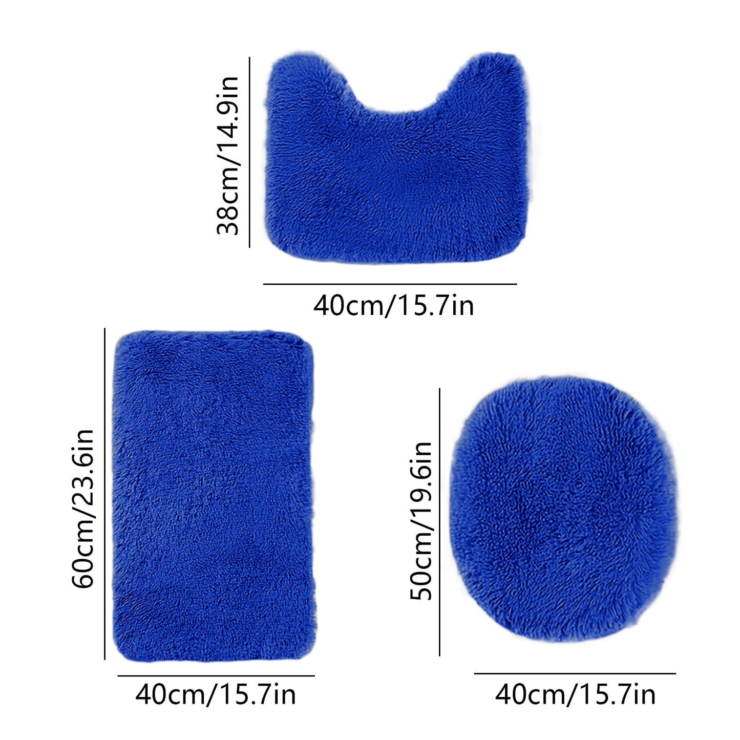 PALIFEUR Bathroom Rugs Sets, Non-Slip Bath Mat Set 3 Piece, Soft Comfortable Washable Bathroom Mat Set, Quicker Dry Bathroom Rug with Toilet Rug Blue
