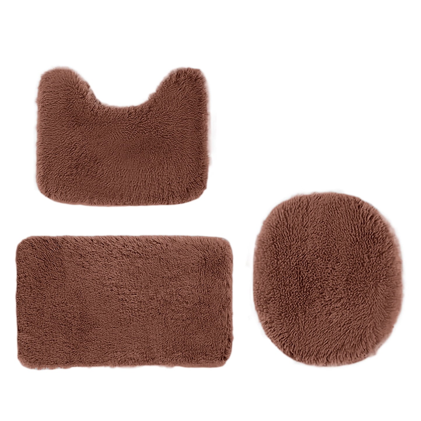 PALIFEUR Bathroom Rugs Sets, Non-Slip Bath Mat Set 3 Piece, Soft Comfortable Washable Bathroom Mat Set, Quicker Dry Bathroom Rug with Toilet Rug Brown