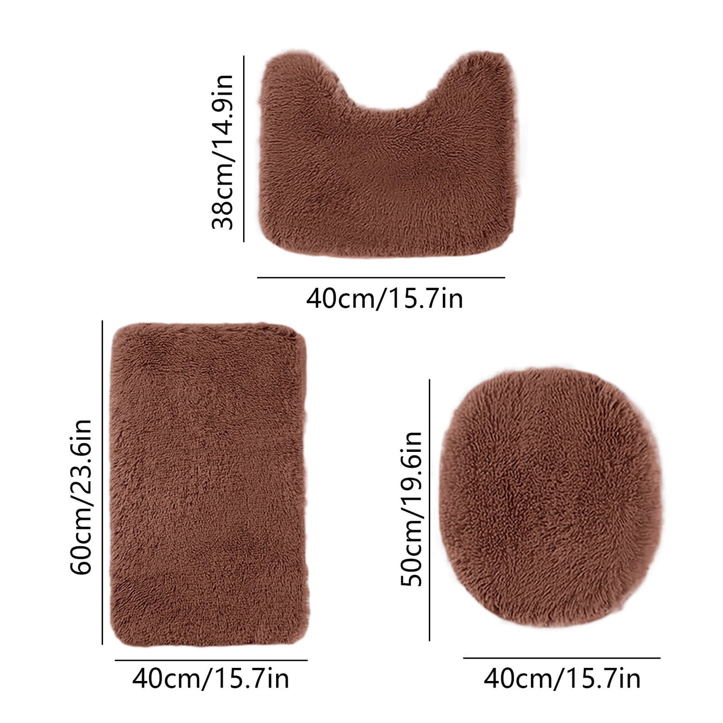 PALIFEUR Bathroom Rugs Sets, Non-Slip Bath Mat Set 3 Piece, Soft Comfortable Washable Bathroom Mat Set, Quicker Dry Bathroom Rug with Toilet Rug Brown