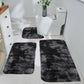 Tyidzon 5Pc Bath Mats for Bathroom, Quick-Dry Bathroom Rugs Sets Washable Non-Slip Bath Mat Ultra Soft Absorbent with U-Shaped Toilet for Bathroom, Tub, Shower, Gray 01-Black