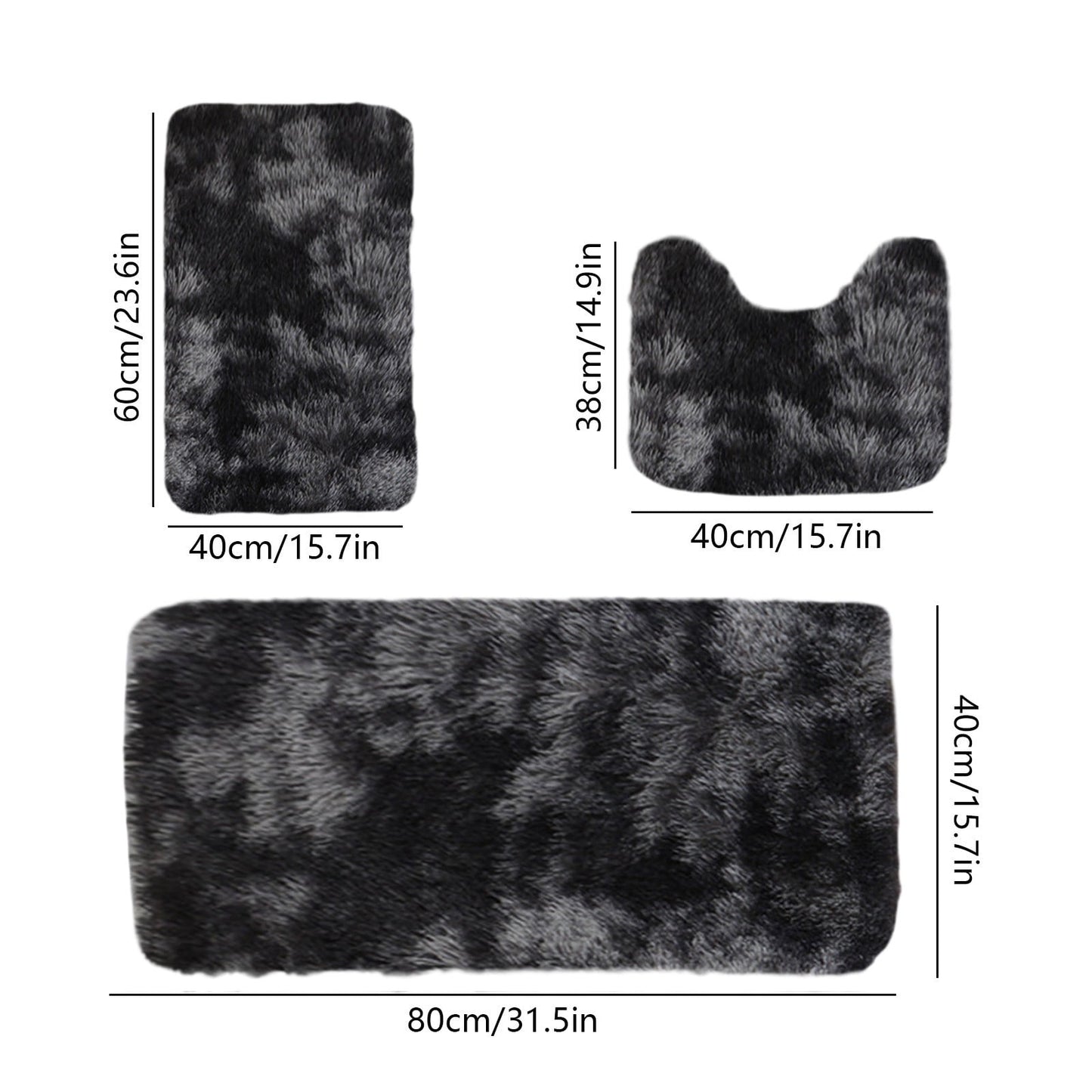 Tyidzon 5Pc Bath Mats for Bathroom, Quick-Dry Bathroom Rugs Sets Washable Non-Slip Bath Mat Ultra Soft Absorbent with U-Shaped Toilet for Bathroom, Tub, Shower, Gray 01-Black