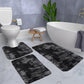 Tyidzon 5Pc Bath Mats for Bathroom, Quick-Dry Bathroom Rugs Sets Washable Non-Slip Bath Mat Ultra Soft Absorbent with U-Shaped Toilet for Bathroom, Tub, Shower, Gray 01-Black