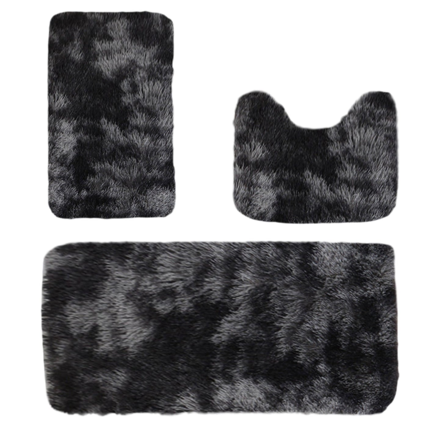 Tyidzon 5Pc Bath Mats for Bathroom, Quick-Dry Bathroom Rugs Sets Washable Non-Slip Bath Mat Ultra Soft Absorbent with U-Shaped Toilet for Bathroom, Tub, Shower, Gray 01-Black