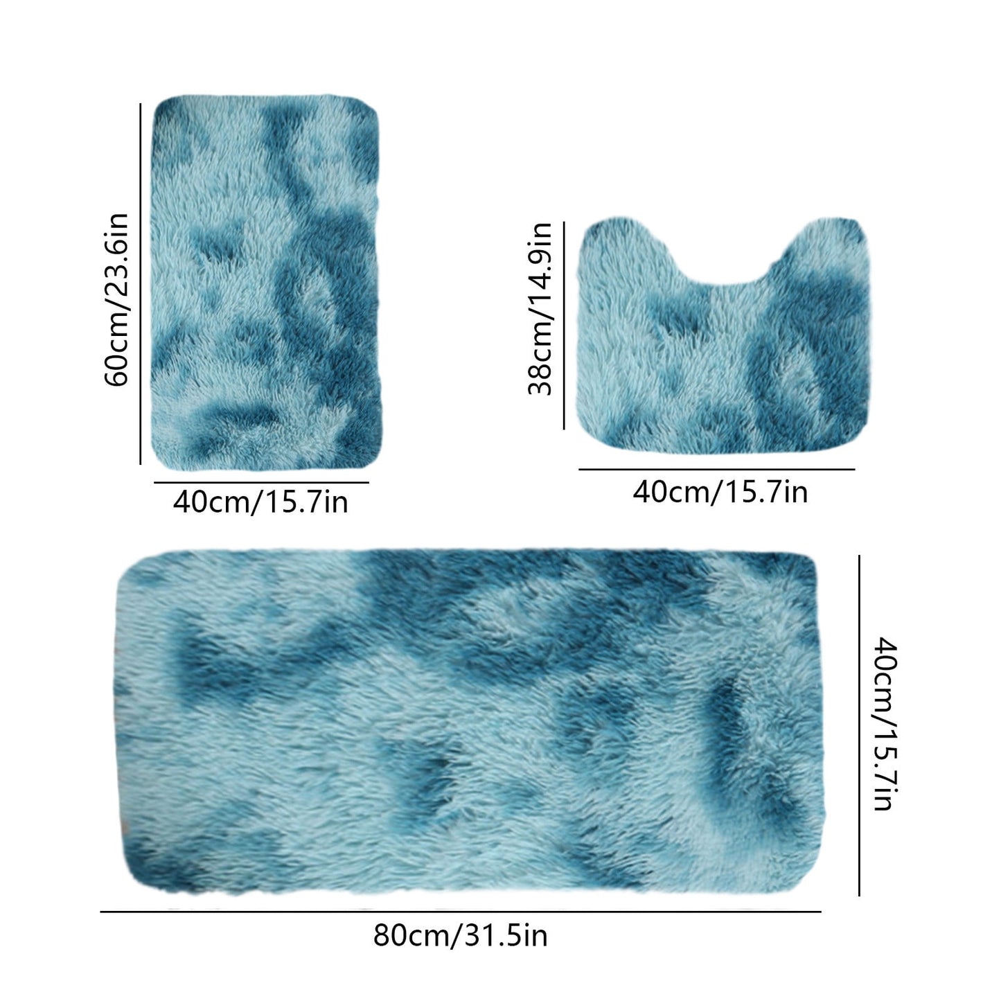 Tyidzon 5Pc Bath Mats for Bathroom, Quick-Dry Bathroom Rugs Sets Washable Non-Slip Bath Mat Ultra Soft Absorbent with U-Shaped Toilet for Bathroom, Tub, Shower, Gray 01-Blue