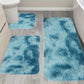 Tyidzon 5Pc Bath Mats for Bathroom, Quick-Dry Bathroom Rugs Sets Washable Non-Slip Bath Mat Ultra Soft Absorbent with U-Shaped Toilet for Bathroom, Tub, Shower, Gray 01-Blue