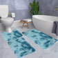 Tyidzon 5Pc Bath Mats for Bathroom, Quick-Dry Bathroom Rugs Sets Washable Non-Slip Bath Mat Ultra Soft Absorbent with U-Shaped Toilet for Bathroom, Tub, Shower, Gray 01-Blue