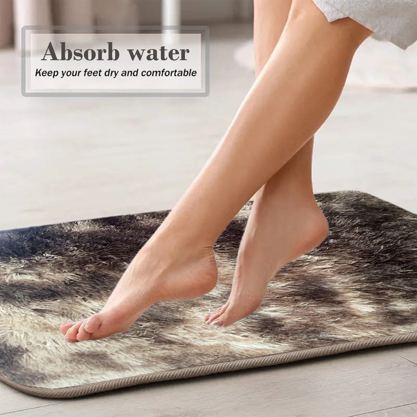 Tyidzon 5Pc Bath Mats for Bathroom, Quick-Dry Bathroom Rugs Sets Washable Non-Slip Bath Mat Ultra Soft Absorbent with U-Shaped Toilet for Bathroom, Tub, Shower, Gray 01-Brown