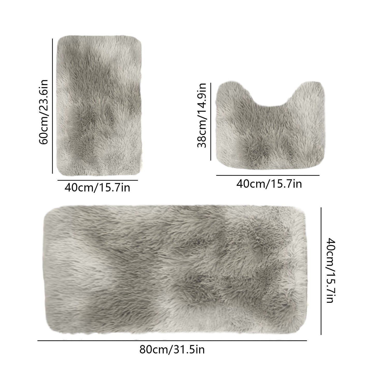 Tyidzon 5Pc Bath Mats for Bathroom, Quick-Dry Bathroom Rugs Sets Washable Non-Slip Bath Mat Ultra Soft Absorbent with U-Shaped Toilet for Bathroom, Tub, Shower, Gray 01-Gray
