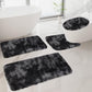 Tyidzon 5Pc Bath Mats for Bathroom, Quick-Dry Bathroom Rugs Sets Washable Non-Slip Bath Mat Ultra Soft Absorbent with U-Shaped Toilet for Bathroom, Tub, Shower, Gray 02-Black