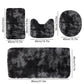 Tyidzon 5Pc Bath Mats for Bathroom, Quick-Dry Bathroom Rugs Sets Washable Non-Slip Bath Mat Ultra Soft Absorbent with U-Shaped Toilet for Bathroom, Tub, Shower, Gray 02-Black
