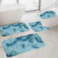 Tyidzon 5Pc Bath Mats for Bathroom, Quick-Dry Bathroom Rugs Sets Washable Non-Slip Bath Mat Ultra Soft Absorbent with U-Shaped Toilet for Bathroom, Tub, Shower, Gray 02-Blue