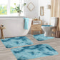 Tyidzon 5Pc Bath Mats for Bathroom, Quick-Dry Bathroom Rugs Sets Washable Non-Slip Bath Mat Ultra Soft Absorbent with U-Shaped Toilet for Bathroom, Tub, Shower, Gray 02-Blue