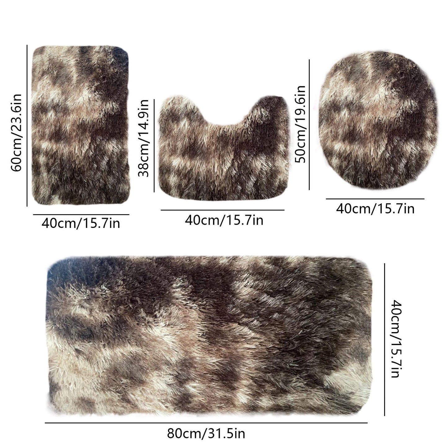 Tyidzon 5Pc Bath Mats for Bathroom, Quick-Dry Bathroom Rugs Sets Washable Non-Slip Bath Mat Ultra Soft Absorbent with U-Shaped Toilet for Bathroom, Tub, Shower, Gray 02-Brown