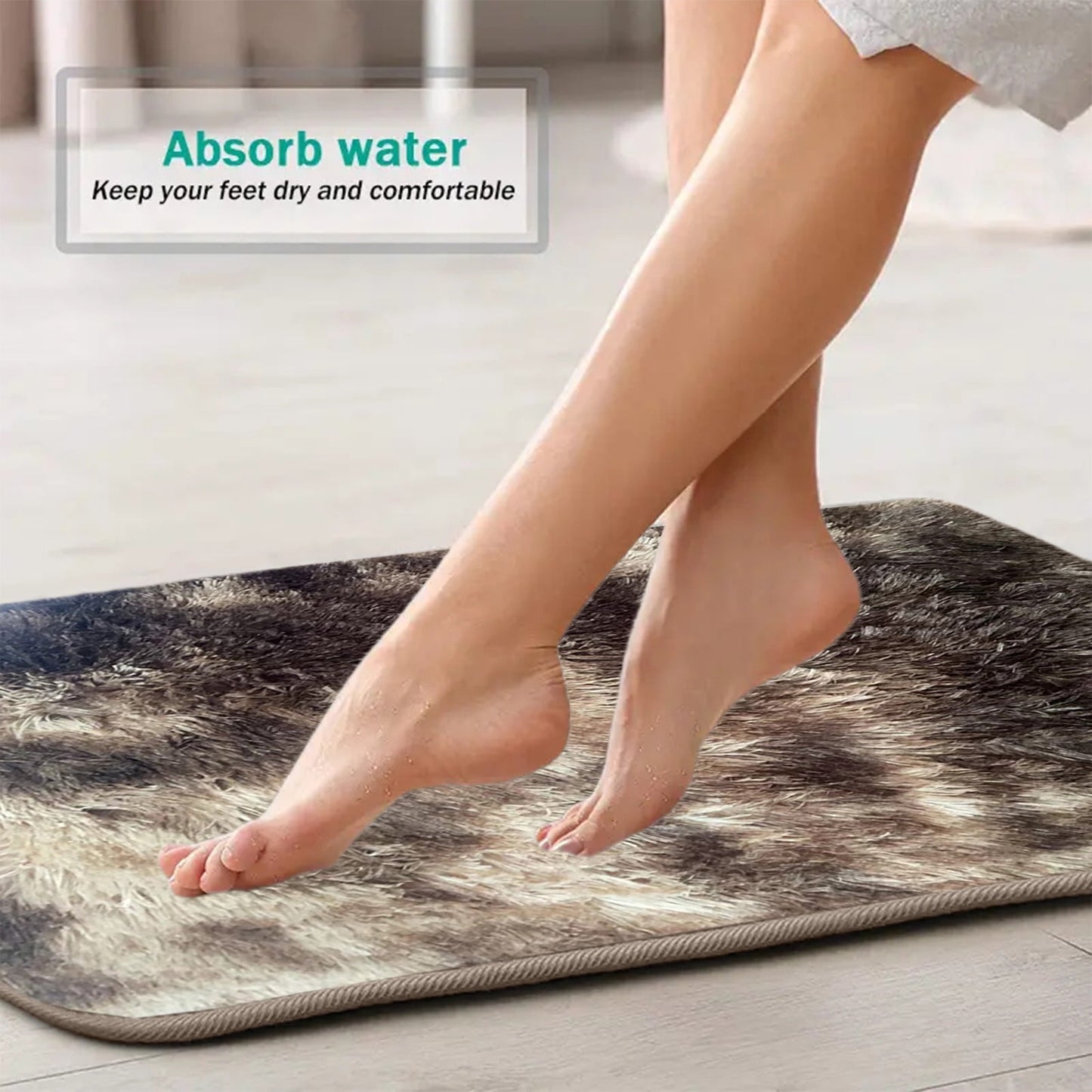 Tyidzon 5Pc Bath Mats for Bathroom, Quick-Dry Bathroom Rugs Sets Washable Non-Slip Bath Mat Ultra Soft Absorbent with U-Shaped Toilet for Bathroom, Tub, Shower, Gray 02-Brown