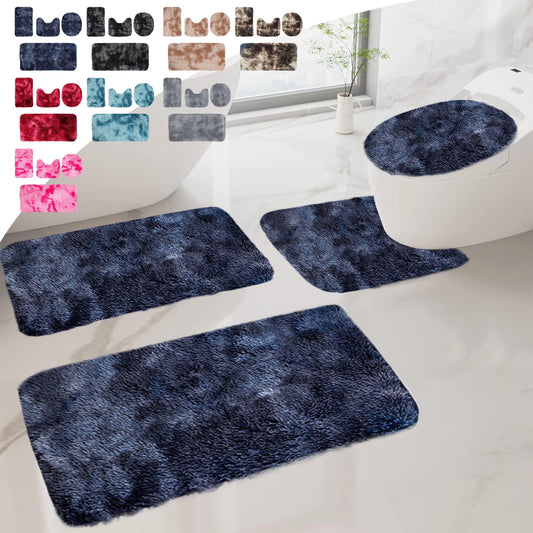 Tyidzon 5Pc Bath Mats for Bathroom, Quick-Dry Bathroom Rugs Sets Washable Non-Slip Bath Mat Ultra Soft Absorbent with U-Shaped Toilet for Bathroom, Tub, Shower, Gray 02-Gray