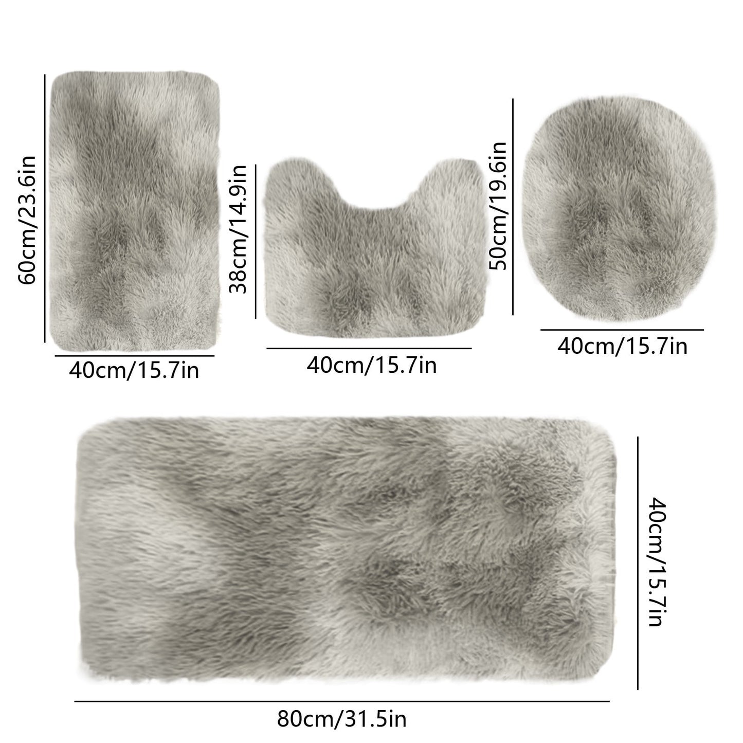 Tyidzon 5Pc Bath Mats for Bathroom, Quick-Dry Bathroom Rugs Sets Washable Non-Slip Bath Mat Ultra Soft Absorbent with U-Shaped Toilet for Bathroom, Tub, Shower, Gray 02-Gray